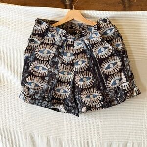 Stylish Black and Blue Patterned Women's Shorts